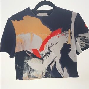 Solace London Multicolor Abstract Crop Top